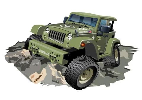 Vector Cartoon jeep Stock Illustration