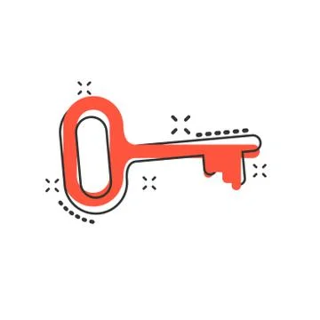Vector cartoon key icon in comic style. Secret keyword sign illustration pict Stockillustratie