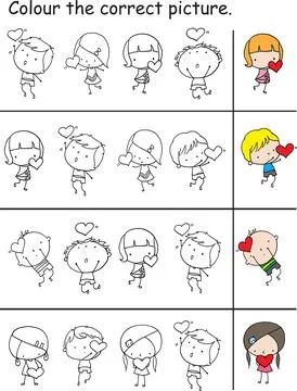 Vector cartoon kids activity matching education Stock Illustration