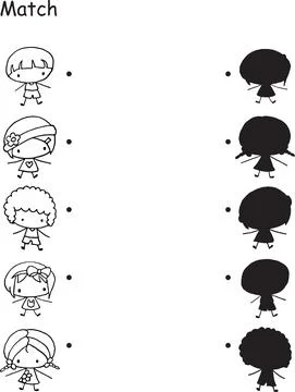 Vector cartoon kids activity matching education Stock Illustration