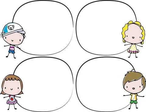 Vector cartoon kids border background set Stock Illustration