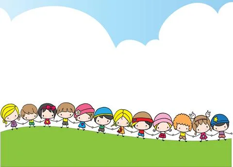 Vector cartoon kids border frame Stock Illustration