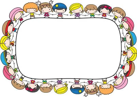 Vector cartoon kids border frame Stock Illustration