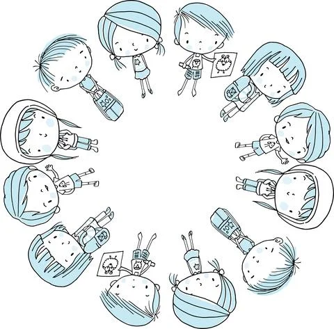 Vector cartoon kids circle border background Stock Illustration