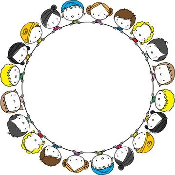 Vector cartoon kids circle border background Stock Illustration
