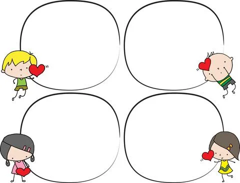 Vector cartoon kids speech bubble  frame set Stock Illustration