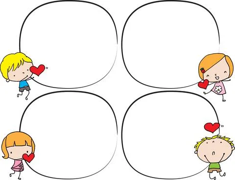 Vector cartoon kids speech bubble  frame set Stock Illustration