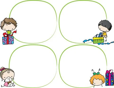 Vector cartoon kids speech bubble  frame set Stock Illustration