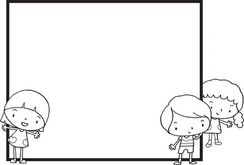 Vector cartoon kids square border frame background Stock Illustration