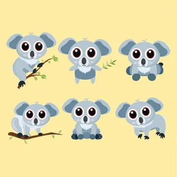 Vector cartoon koala set. Stock Illustration
