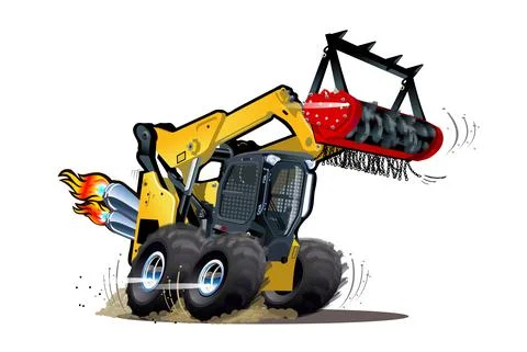 Vector Cartoon Land Clearing Mulcher Stock Illustration