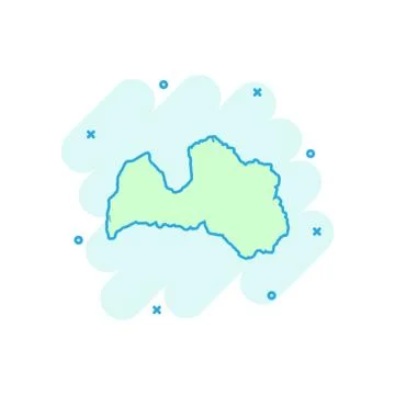 Vector cartoon Latvia map icon in comic style. Latvia sign illustration picto Stock Illustration