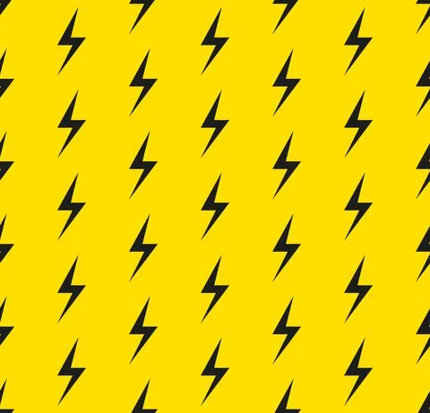 Vector cartoon lightnings and thunder seamless pattern flat design Illustrazione stock
