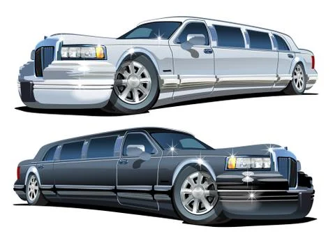 Vector Cartoon limousines set isolated on white Stock Illustration