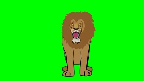 A vector cartoon lion roaring and yawning in forest and showing strength Stock Footage 285959454