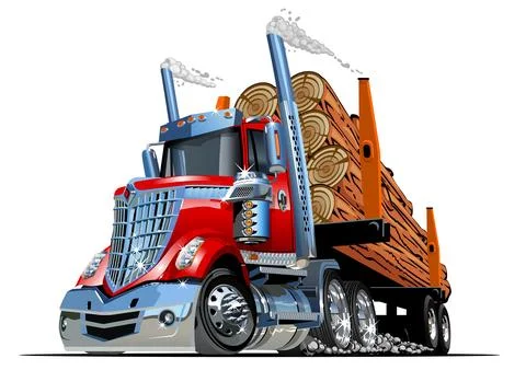 Vector Cartoon logging truck Stock Illustration