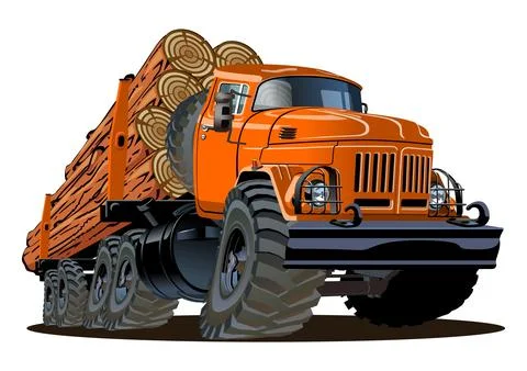 Vector Cartoon logging truck Stock Illustration