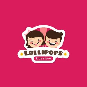Vector cartoon lollipops store logo Stock Illustration