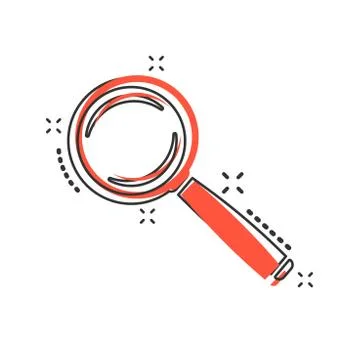 Vector cartoon loupe icon in comic style. Magnifier sign illustration pictogr Illustrazione stock