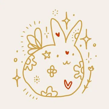 Vector cartoon magic fairy rabbit or bunny Easter cute childish illustration Stock Illustration