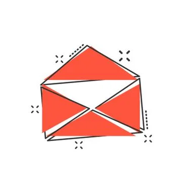 Vector cartoon mail envelope icon in comic style. Email sign illustration pic Stock-Illustration