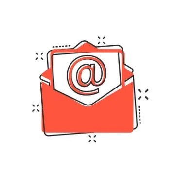 Vector cartoon mail envelope icon in comic style. Email sign illustration pic Stock Illustration