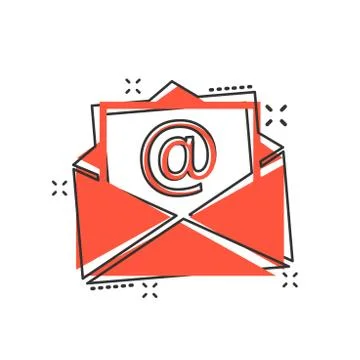 Vector cartoon mail envelope icon in comic style. Email sign illustration pic Stock Illustration