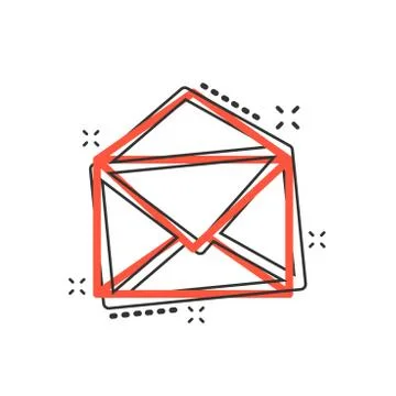 Vector cartoon mail envelope icon in comic style. Email sign illustration pic Stock-Illustration