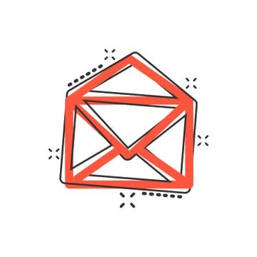 Vector cartoon mail envelope icon in comic style. Email sign illustration pic Stock-Illustration