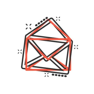 Vector cartoon mail envelope icon in comic style. Email sign illustration pic Stock Illustration