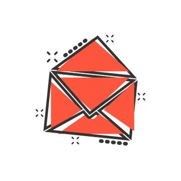 Vector cartoon mail envelope icon in comic style. Email sign illustration pic Stock-Illustration