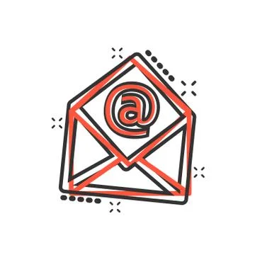 Vector cartoon mail envelope icon in comic style. Email sign illustration pic Illustrazione stock