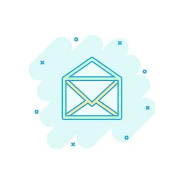 Vector cartoon mail envelope icon in comic style. Email sign illustration pic Stock Illustration