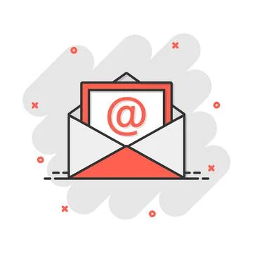 Vector cartoon mail envelope icon in comic style. Email sign illustration pic Illustrazione stock