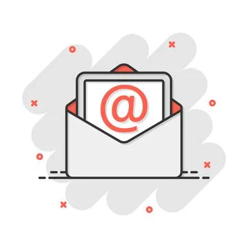 Vector cartoon mail envelope icon in comic style. Email sign illustration pic Illustrazione stock