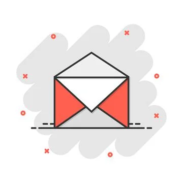 Vector cartoon mail envelope icon in comic style. Email sign illustration pic Stock Illustration