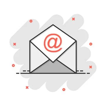 Vector cartoon mail envelope icon in comic style. Email sign illustration pic Stock-Illustration