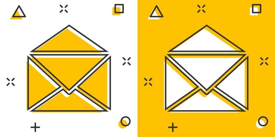 Vector cartoon mail envelope icon in comic style. Email sign illustration pic Stock-Illustration