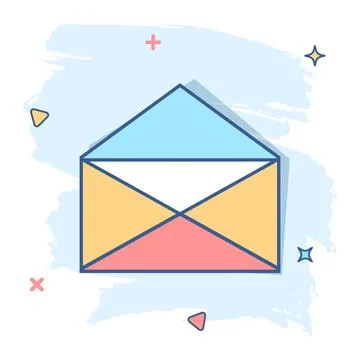 Vector cartoon mail envelope icon in comic style. Email sign illustration pic Illustrazione stock