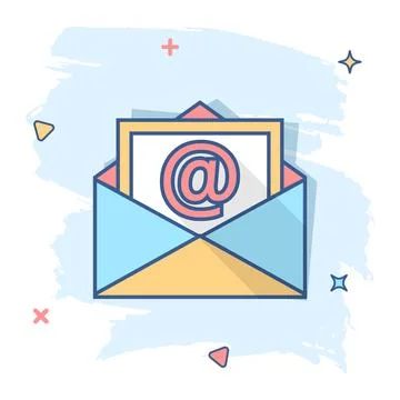 Vector cartoon mail envelope icon in comic style. Email sign illustration pic Stock-Illustration