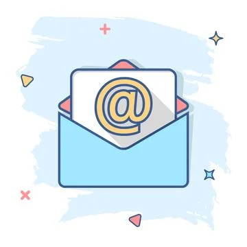 Vector cartoon mail envelope icon in comic style. Email sign illustration pic Stock-Illustration