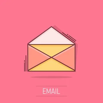 Vector cartoon mail envelope icon in comic style. Email sign illustration p.. Illustrazione stock
