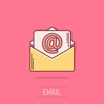 Vector cartoon mail envelope icon in comic style. Email sign illustration p.. Stock-Illustration