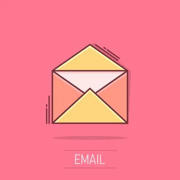 Vector cartoon mail envelope icon in comic style. Email sign illustration p.. Stock-Illustration