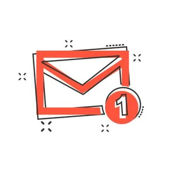 Vector cartoon mail envelope message icon in comic style. Mail sign illustrat Stock Illustration