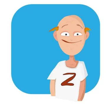 Vector cartoon man with a bald head Stock Illustration