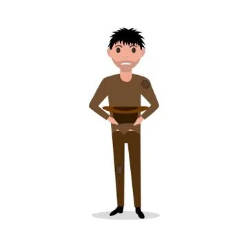 Vector cartoon man dirty indigent beggar homeless Illustration