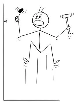 Vector Cartoon of Man Hitting His Finger While Driving or Hammering or Knocking Stock Illustration