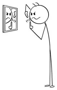 Vector Cartoon of Man Looking at Mirror and Popping Big Pimple in His face Illustrazione stock