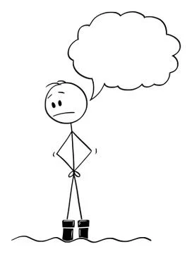 Vector Cartoon of Man Standing in Water Flood and Watching with Concern How the Stock Illustration